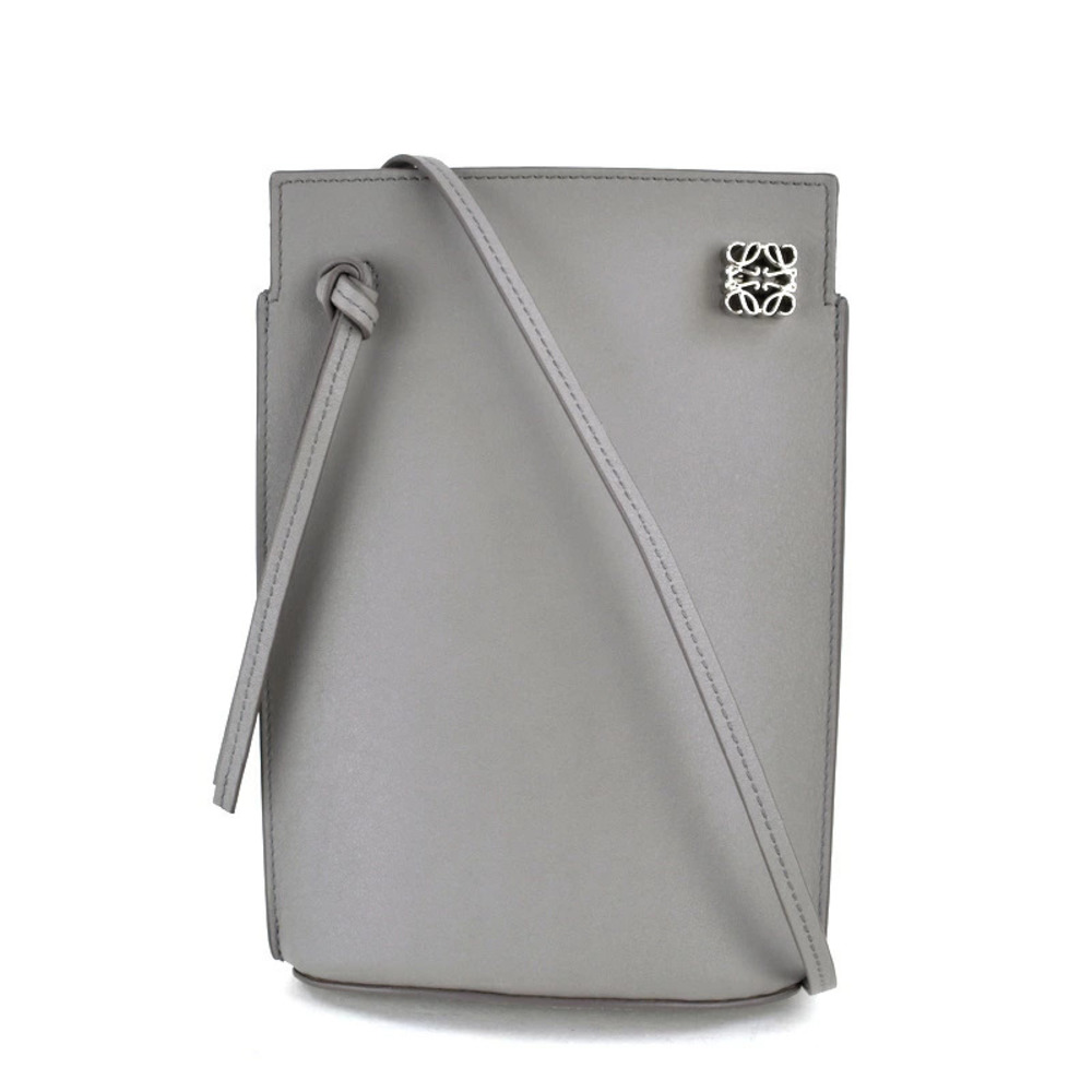 Loewe Bag Dice Pocket Leather Gray Shoulder Crossbody One